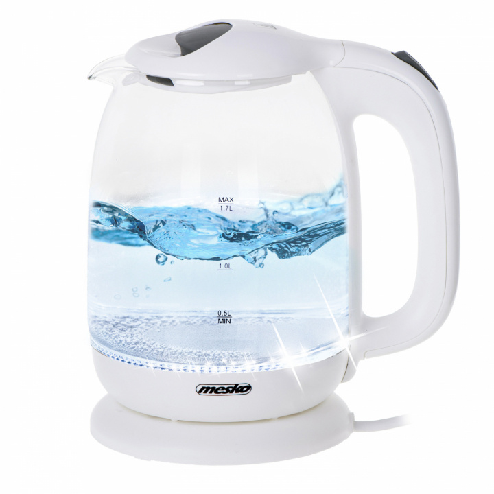 Mesko MS 1302 Kettle glass 1,7 L, White in de groep HUISHOUDEN & TUIN / Huishoudelijke apparaten / Water & Sap / Waterkokers bij TP E-commerce Nordic AB (A22660)