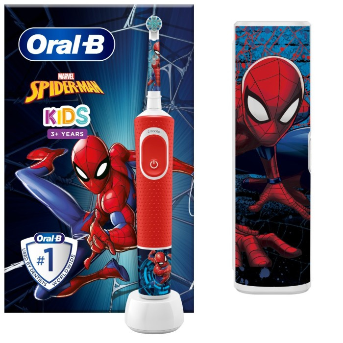 Oral-B Vitality Kids Spiderman + Travel Case in de groep BEAUTY & HEALTH / Mondverzorging / Elektrische tandenborstels bij TP E-commerce Nordic AB (A22662)