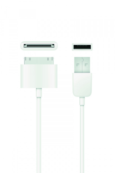 QNECT USB 2.0 type A mannelijk - 30-pins, 1m, Wit in de groep SMARTPHONE & TABLETS / Opladers & Kabels / Kabels / Kabels 30 pins bij TP E-commerce Nordic AB (A22852)