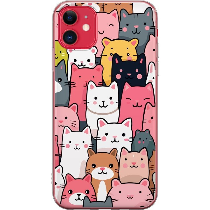 Mobiele hoes voor Apple iPhone 11 met Kattenpatroon ontwerp in de groep SMARTPHONE & TABLETS / Mobielbescherming / Apple / Lippenstift bij TP E-commerce Nordic AB (A50035)