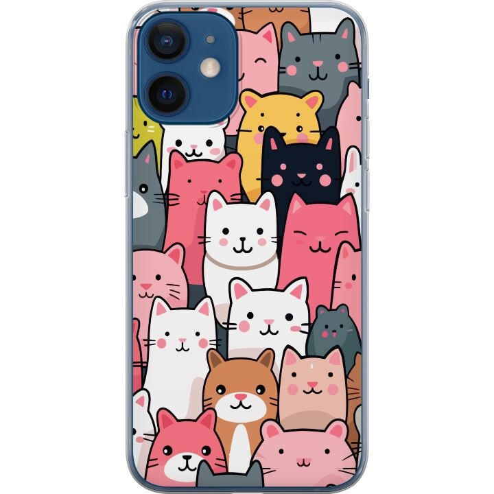 Mobiele hoes voor Apple iPhone 12 met Kattenpatroon ontwerp in de groep SMARTPHONE & TABLETS / Mobielbescherming / Apple / Hobbykleuren bij TP E-commerce Nordic AB (A50197)