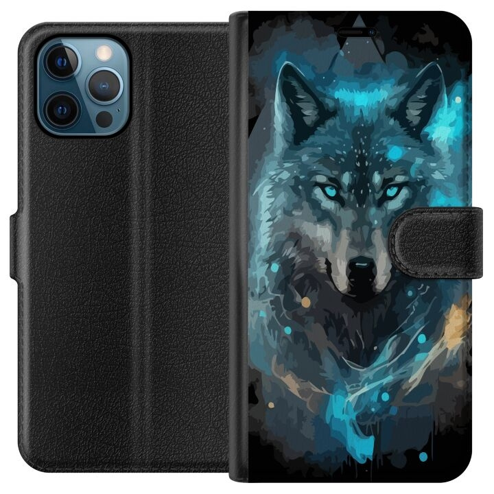 Portemonnee-hoesje voor Apple iPhone 12 Pro met Wolf ontwerp in de groep SMARTPHONE & TABLETS / Mobielbescherming / Apple / Hobbykleuren bij TP E-commerce Nordic AB (A50275)