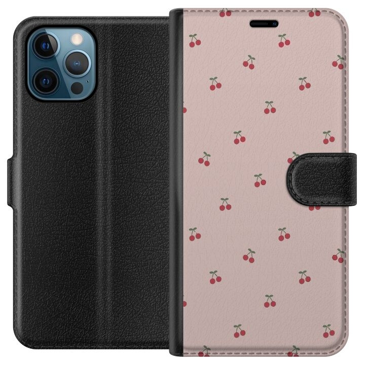 Portemonnee-hoesje voor Apple iPhone 12 Pro met Kersen ontwerp in de groep SMARTPHONE & TABLETS / Mobielbescherming / Apple / Hobbykleuren bij TP E-commerce Nordic AB (A50277)