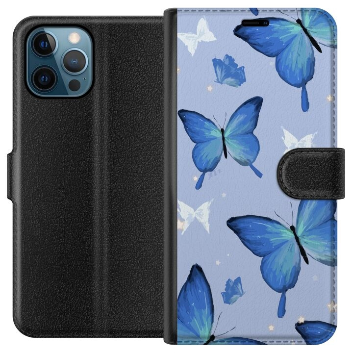 Portemonnee-hoesje voor Apple iPhone 12 Pro met Blauwe vlinders ontwerp in de groep SMARTPHONE & TABLETS / Mobielbescherming / Apple / Hobbykleuren bij TP E-commerce Nordic AB (A50286)