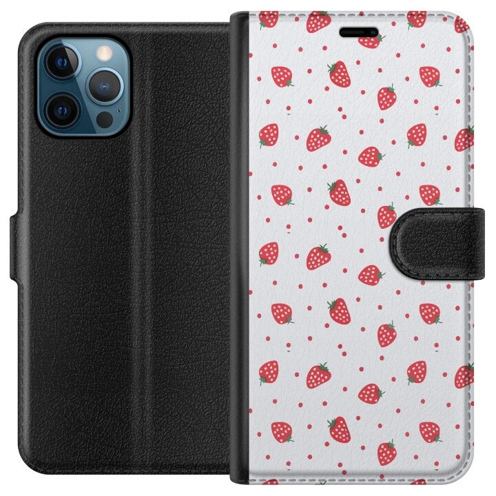 Portemonnee-hoesje voor Apple iPhone 12 Pro met Aardbeien ontwerp in de groep SMARTPHONE & TABLETS / Mobielbescherming / Apple / Hobbykleuren bij TP E-commerce Nordic AB (A50287)