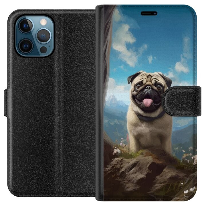 Portemonnee-hoesje voor Apple iPhone 12 Pro met Blije Hond ontwerp in de groep SMARTPHONE & TABLETS / Mobielbescherming / Apple / Hobbykleuren bij TP E-commerce Nordic AB (A50288)