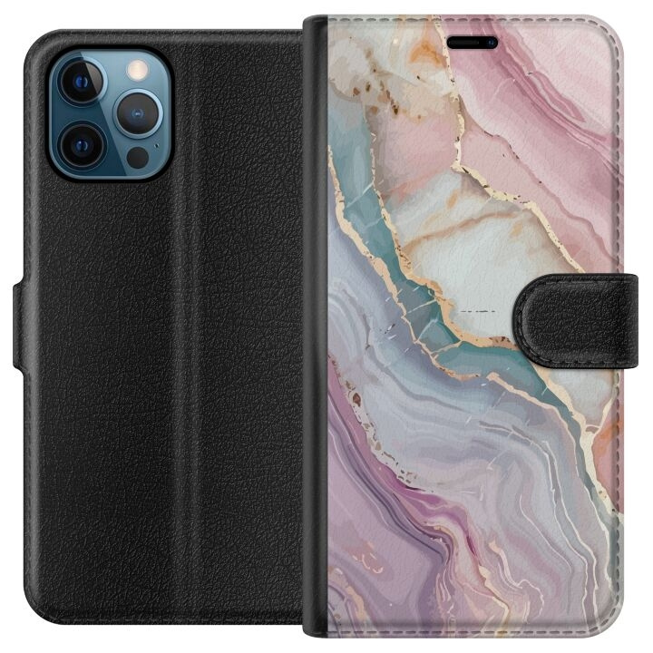 Portemonnee-hoesje voor Apple iPhone 12 Pro met Marmer ontwerp in de groep SMARTPHONE & TABLETS / Mobielbescherming / Apple / Hobbykleuren bij TP E-commerce Nordic AB (A50292)