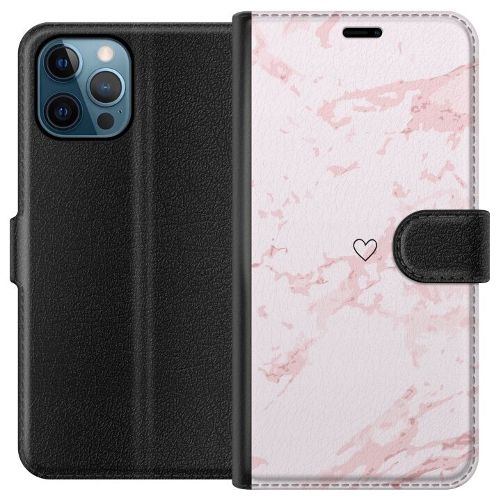 Portemonnee-hoesje voor Apple iPhone 12 Pro met Roze Hart ontwerp in de groep SMARTPHONE & TABLETS / Mobielbescherming / Apple / Hobbykleuren bij TP E-commerce Nordic AB (A50293)