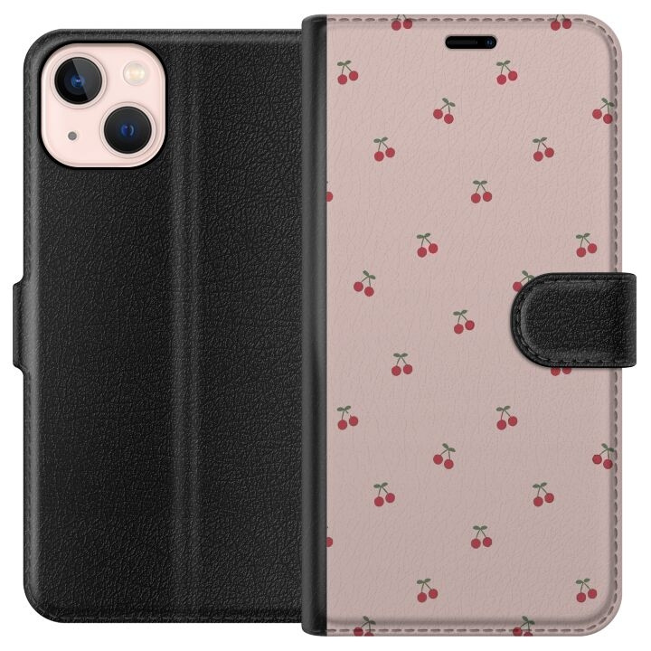 Portemonnee-hoesje voor Apple iPhone 13 mini met Kersen ontwerp in de groep SMARTPHONE & TABLETS / Mobielbescherming / Apple / iPhone 13 Mini bij TP E-commerce Nordic AB (A50439)