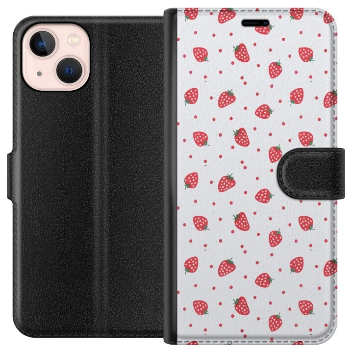 Portemonnee-hoesje voor Apple iPhone 13 mini met Aardbeien ontwerp in de groep SMARTPHONE & TABLETS / Mobielbescherming / Apple / iPhone 13 Mini bij TP E-commerce Nordic AB (A50449)