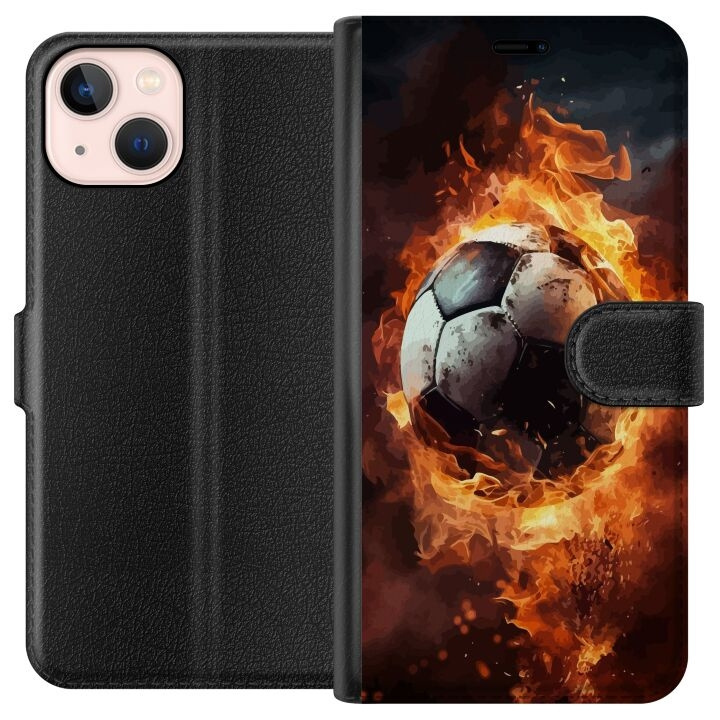 Portemonnee-hoesje voor Apple iPhone 13 mini met Voetbal ontwerp in de groep SMARTPHONE & TABLETS / Mobielbescherming / Apple / iPhone 13 Mini bij TP E-commerce Nordic AB (A50453)