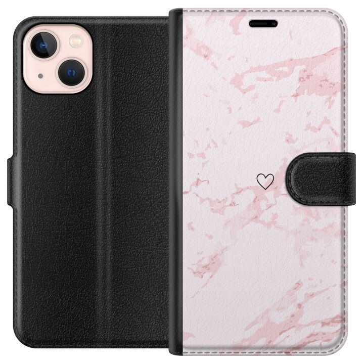 Portemonnee-hoesje voor Apple iPhone 13 mini met Roze Hart ontwerp in de groep SMARTPHONE & TABLETS / Mobielbescherming / Apple / iPhone 13 Mini bij TP E-commerce Nordic AB (A50455)