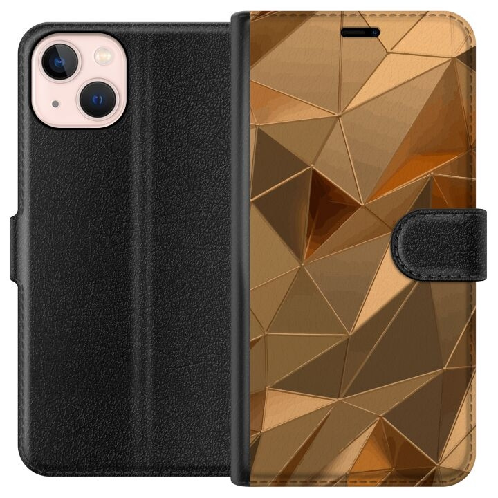 Portemonnee-hoesje voor Apple iPhone 13 mini met 3D Goud ontwerp in de groep SMARTPHONE & TABLETS / Mobielbescherming / Apple / iPhone 13 Mini bij TP E-commerce Nordic AB (A50456)