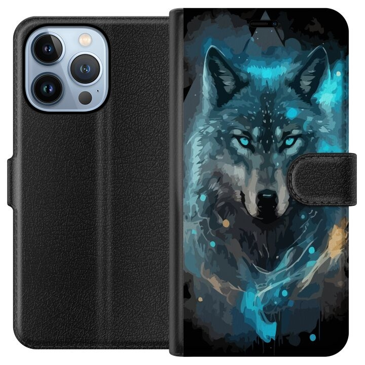 Portemonnee-hoesje voor Apple iPhone 13 Pro met Wolf ontwerp in de groep SMARTPHONE & TABLETS / Mobielbescherming / Apple / iPhone 13 Pro bij TP E-commerce Nordic AB (A50491)