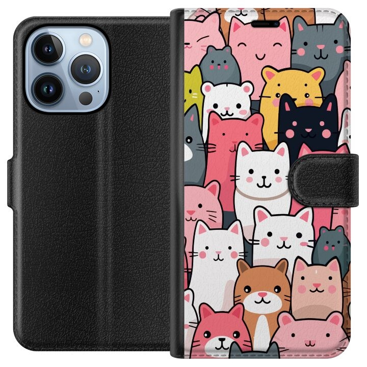 Portemonnee-hoesje voor Apple iPhone 13 Pro met Kattenpatroon ontwerp in de groep SMARTPHONE & TABLETS / Mobielbescherming / Apple / iPhone 13 Pro bij TP E-commerce Nordic AB (A50494)