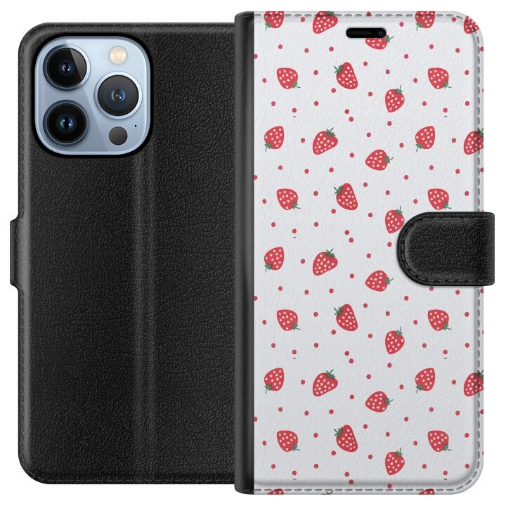 Portemonnee-hoesje voor Apple iPhone 13 Pro met Aardbeien ontwerp in de groep SMARTPHONE & TABLETS / Mobielbescherming / Apple / iPhone 13 Pro bij TP E-commerce Nordic AB (A50503)