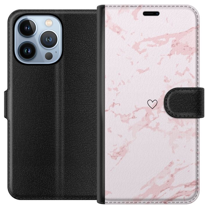 Portemonnee-hoesje voor Apple iPhone 13 Pro met Roze Hart ontwerp in de groep SMARTPHONE & TABLETS / Mobielbescherming / Apple / iPhone 13 Pro bij TP E-commerce Nordic AB (A50509)