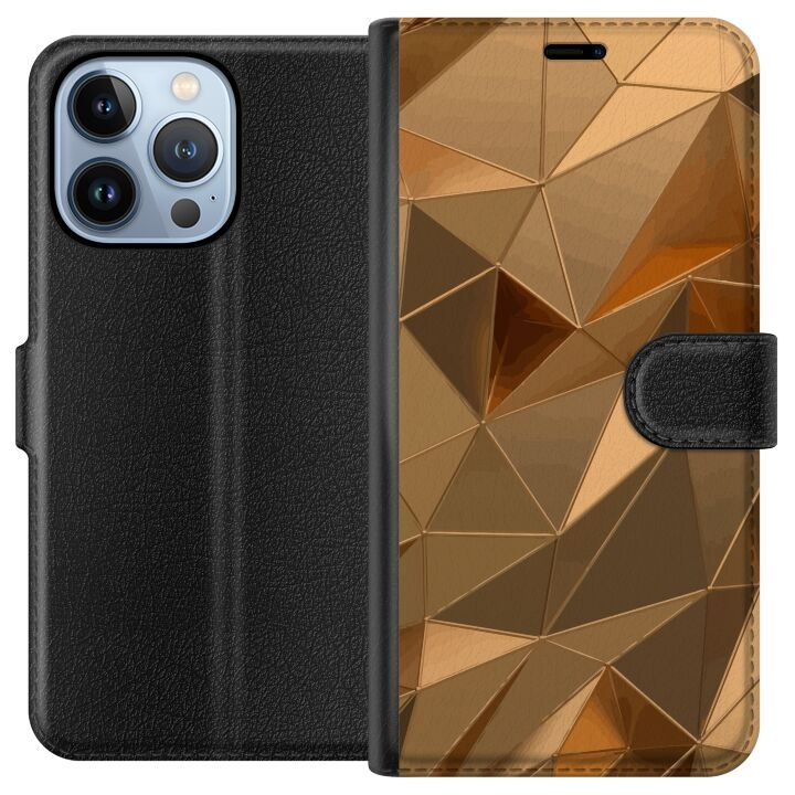 Portemonnee-hoesje voor Apple iPhone 13 Pro met 3D Goud ontwerp in de groep SMARTPHONE & TABLETS / Mobielbescherming / Apple / iPhone 13 Pro bij TP E-commerce Nordic AB (A50510)