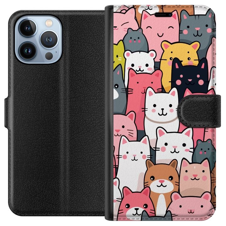 Portemonnee-hoesje voor Apple iPhone 13 Pro Max met Kattenpatroon ontwerp in de groep SMARTPHONE & TABLETS / Mobielbescherming / Apple / iPhone 13 Pro Max bij TP E-commerce Nordic AB (A50548)