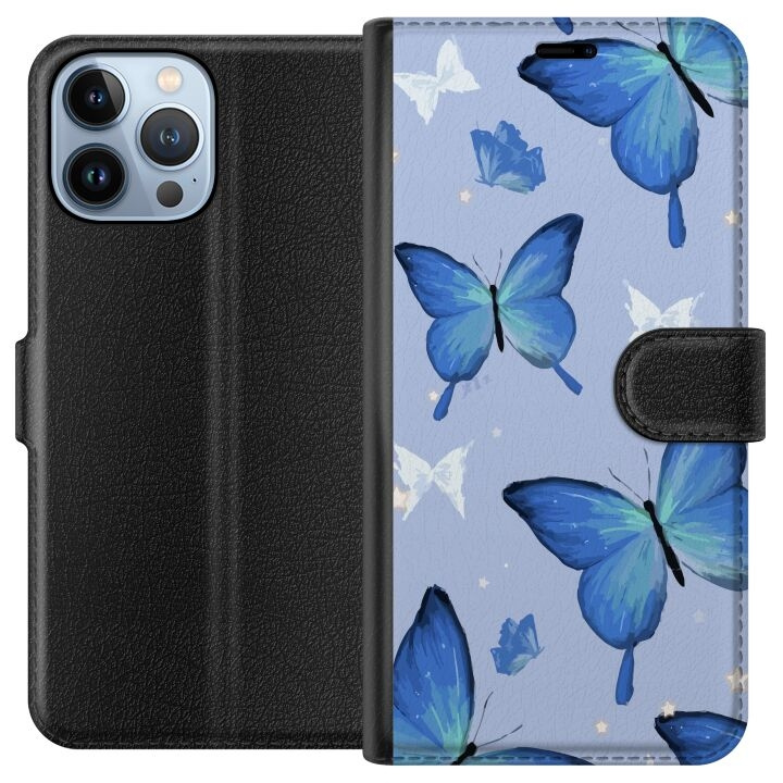 Portemonnee-hoesje voor Apple iPhone 13 Pro Max met Blauwe vlinders ontwerp in de groep SMARTPHONE & TABLETS / Mobielbescherming / Apple / iPhone 13 Pro Max bij TP E-commerce Nordic AB (A50556)