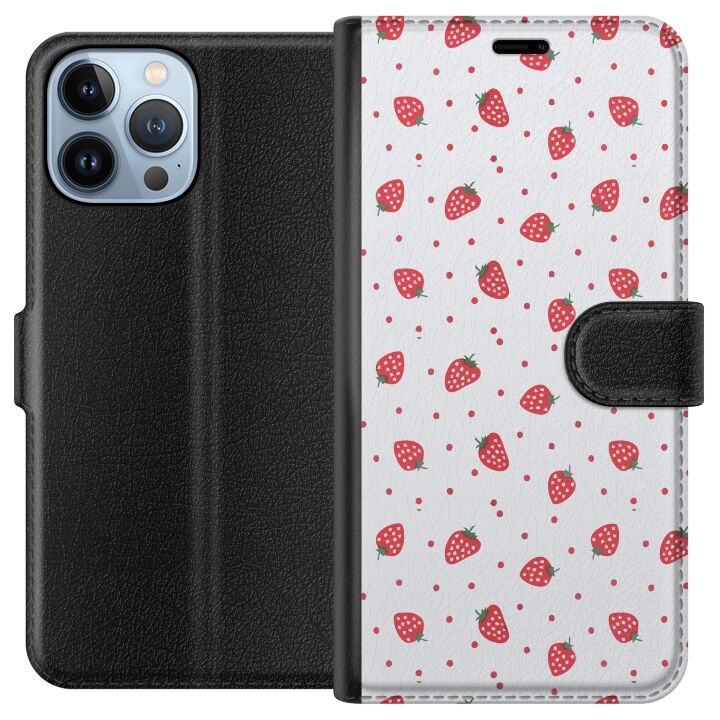 Portemonnee-hoesje voor Apple iPhone 13 Pro Max met Aardbeien ontwerp in de groep SMARTPHONE & TABLETS / Mobielbescherming / Apple / iPhone 13 Pro Max bij TP E-commerce Nordic AB (A50557)