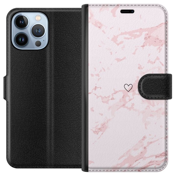 Portemonnee-hoesje voor Apple iPhone 13 Pro Max met Roze Hart ontwerp in de groep SMARTPHONE & TABLETS / Mobielbescherming / Apple / iPhone 13 Pro Max bij TP E-commerce Nordic AB (A50563)