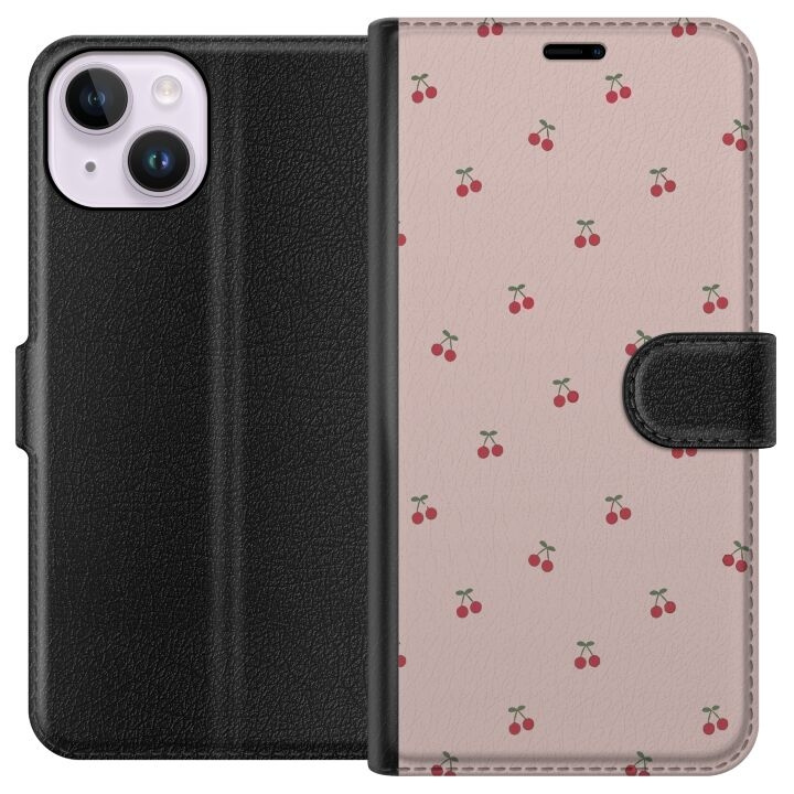 Portemonnee-hoesje voor Apple iPhone 14 met Kersen ontwerp in de groep SMARTPHONE & TABLETS / Mobielbescherming / Apple / iPhone 14 bij TP E-commerce Nordic AB (A50601)