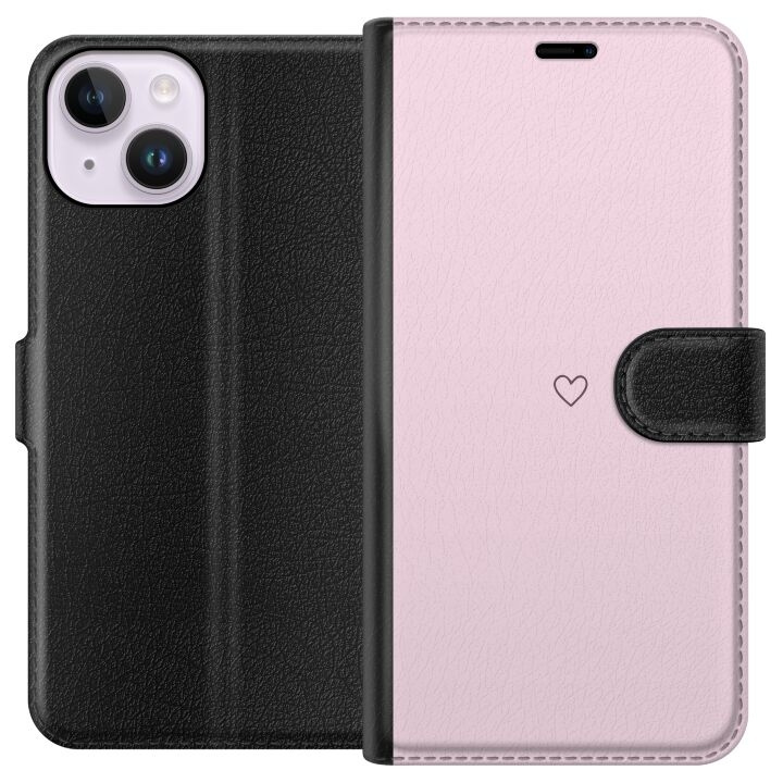 Portemonnee-hoesje voor Apple iPhone 14 met Hart ontwerp in de groep SMARTPHONE & TABLETS / Mobielbescherming / Apple / iPhone 14 bij TP E-commerce Nordic AB (A50613)