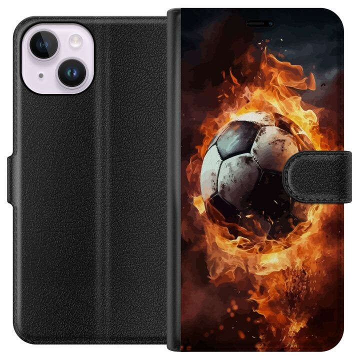 Portemonnee-hoesje voor Apple iPhone 14 met Voetbal ontwerp in de groep SMARTPHONE & TABLETS / Mobielbescherming / Apple / iPhone 14 bij TP E-commerce Nordic AB (A50615)