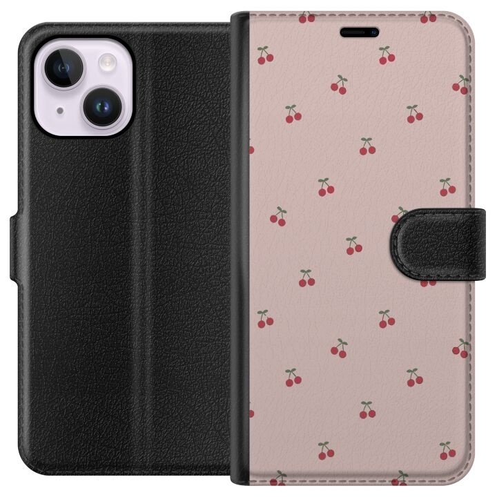 Portemonnee-hoesje voor Apple iPhone 14 Plus met Kersen ontwerp in de groep SMARTPHONE & TABLETS / Mobielbescherming / Apple / iPhone 14 bij TP E-commerce Nordic AB (A50709)