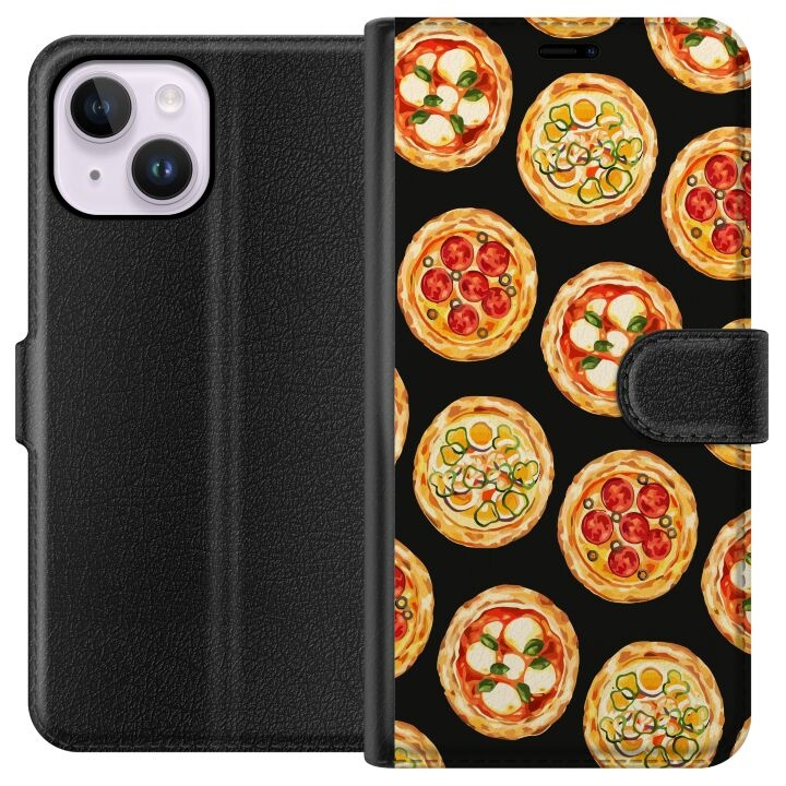 Portemonnee-hoesje voor Apple iPhone 14 Plus met Pizza ontwerp in de groep SMARTPHONE & TABLETS / Mobielbescherming / Apple / iPhone 14 bij TP E-commerce Nordic AB (A50715)