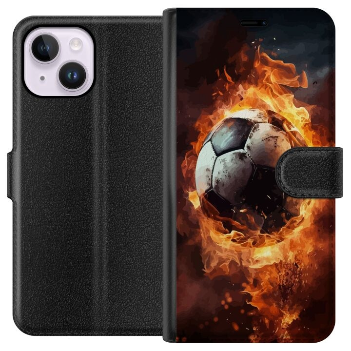 Portemonnee-hoesje voor Apple iPhone 14 Plus met Voetbal ontwerp in de groep SMARTPHONE & TABLETS / Mobielbescherming / Apple / iPhone 14 bij TP E-commerce Nordic AB (A50723)