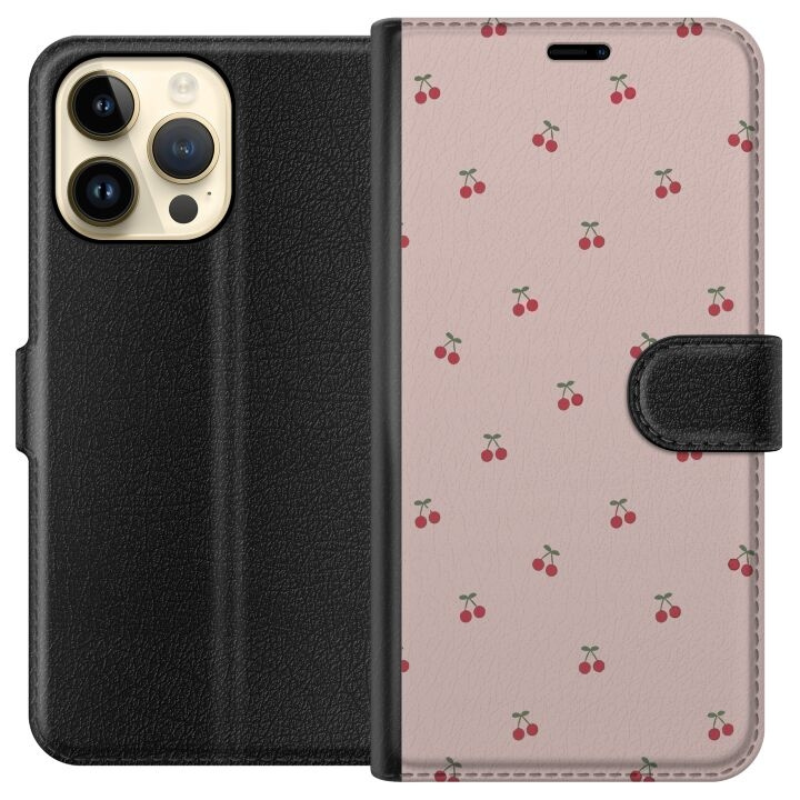 Portemonnee-hoesje voor Apple iPhone 14 Pro Max met Kersen ontwerp in de groep SMARTPHONE & TABLETS / Mobielbescherming / Apple / iPhone 14 bij TP E-commerce Nordic AB (A50763)