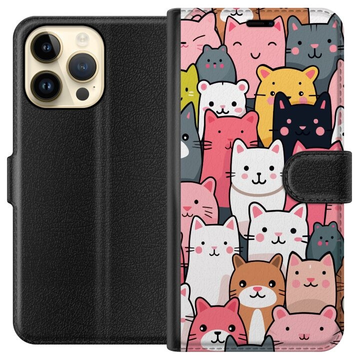 Portemonnee-hoesje voor Apple iPhone 14 Pro Max met Kattenpatroon ontwerp in de groep SMARTPHONE & TABLETS / Mobielbescherming / Apple / iPhone 14 bij TP E-commerce Nordic AB (A50764)