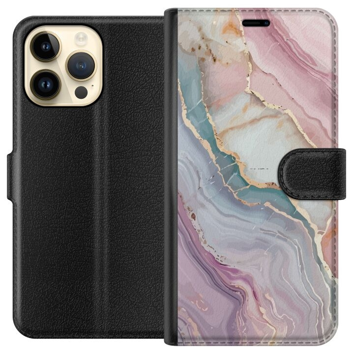 Portemonnee-hoesje voor Apple iPhone 14 Pro Max met Marmer ontwerp in de groep SMARTPHONE & TABLETS / Mobielbescherming / Apple / iPhone 14 bij TP E-commerce Nordic AB (A50778)