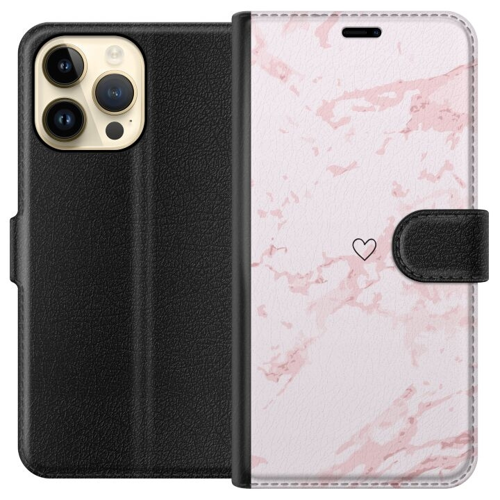 Portemonnee-hoesje voor Apple iPhone 14 Pro Max met Roze Hart ontwerp in de groep SMARTPHONE & TABLETS / Mobielbescherming / Apple / iPhone 14 bij TP E-commerce Nordic AB (A50779)