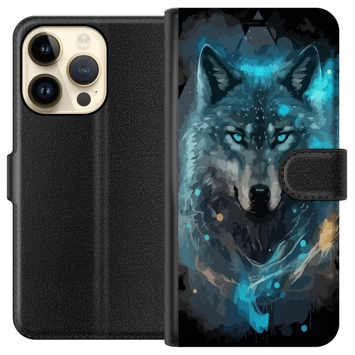 Portemonnee-hoesje voor Apple iPhone 15 Pro met Wolf ontwerp in de groep SMARTPHONE & TABLETS / Mobielbescherming / Apple / iPhone 15 bij TP E-commerce Nordic AB (A50869)