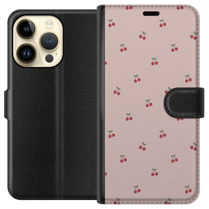 Portemonnee-hoesje voor Apple iPhone 15 Pro met Kersen ontwerp in de groep SMARTPHONE & TABLETS / Mobielbescherming / Apple / iPhone 15 bij TP E-commerce Nordic AB (A50871)