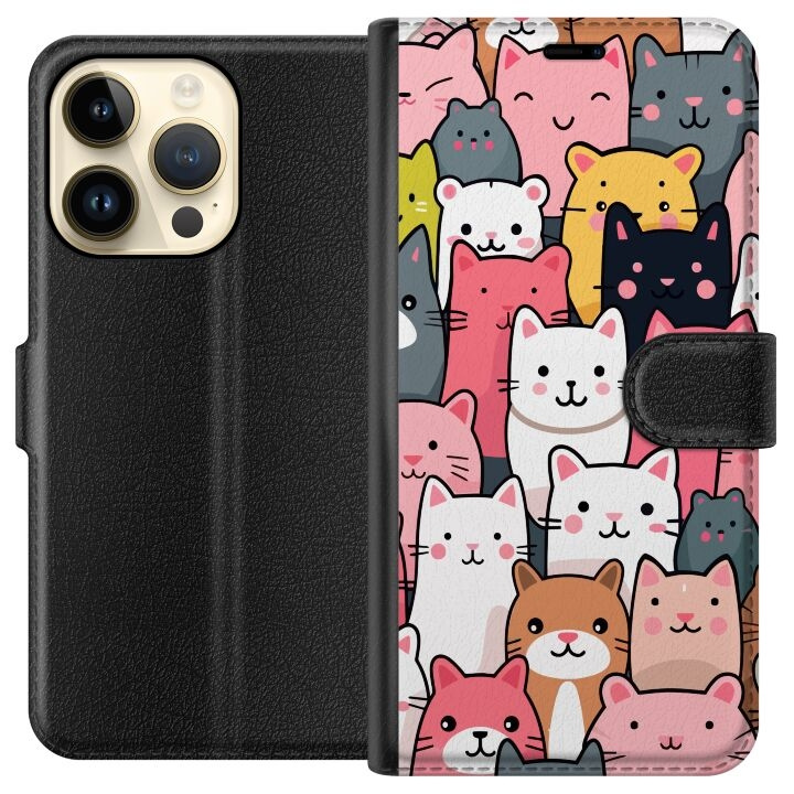 Portemonnee-hoesje voor Apple iPhone 15 Pro met Kattenpatroon ontwerp in de groep SMARTPHONE & TABLETS / Mobielbescherming / Apple / iPhone 15 bij TP E-commerce Nordic AB (A50872)