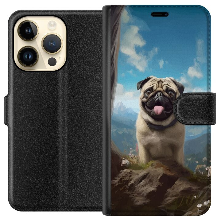 Portemonnee-hoesje voor Apple iPhone 15 Pro met Blije Hond ontwerp in de groep SMARTPHONE & TABLETS / Mobielbescherming / Apple / iPhone 15 bij TP E-commerce Nordic AB (A50882)