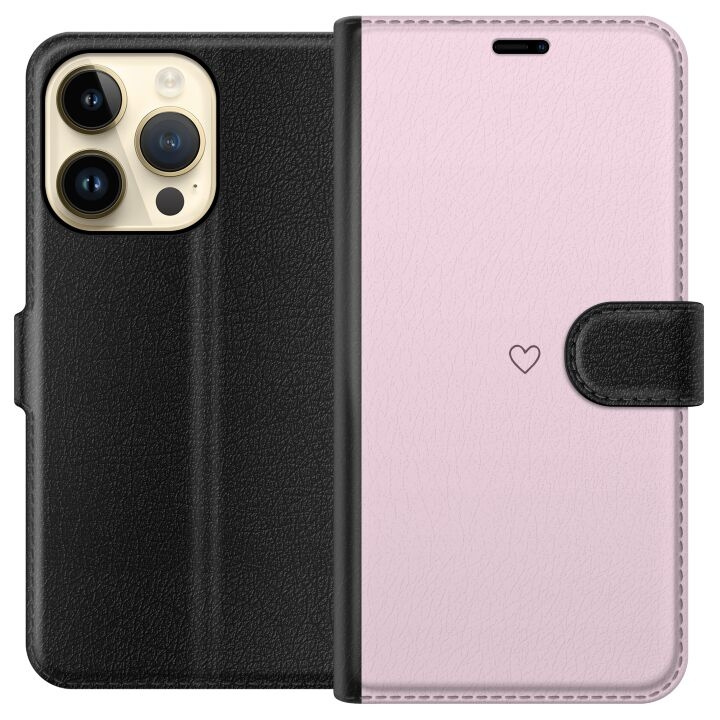 Portemonnee-hoesje voor Apple iPhone 15 Pro met Hart ontwerp in de groep SMARTPHONE & TABLETS / Mobielbescherming / Apple / iPhone 15 bij TP E-commerce Nordic AB (A50883)