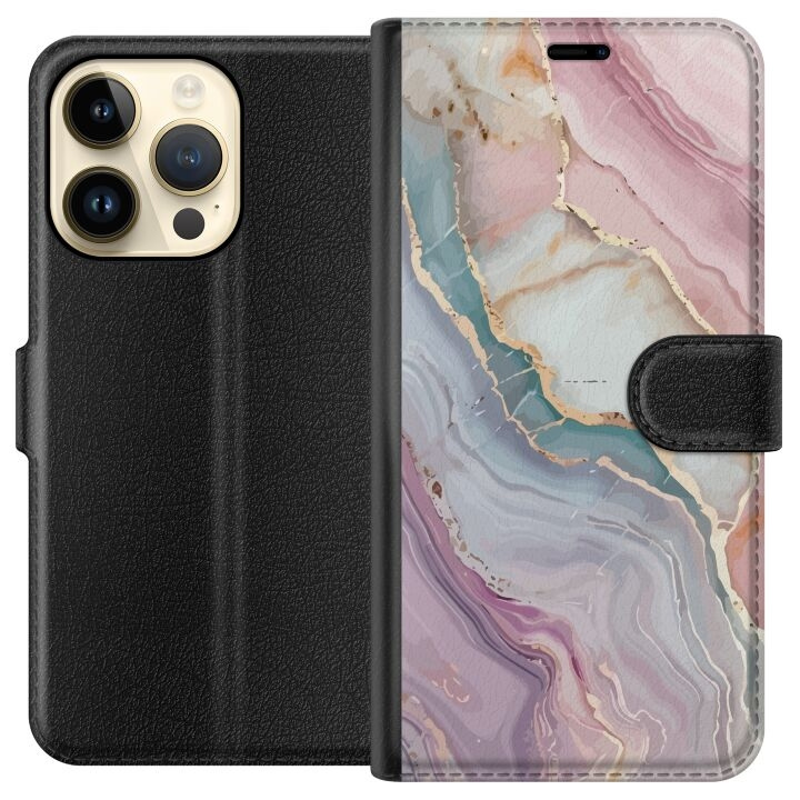 Portemonnee-hoesje voor Apple iPhone 15 Pro met Marmer ontwerp in de groep SMARTPHONE & TABLETS / Mobielbescherming / Apple / iPhone 15 bij TP E-commerce Nordic AB (A50886)