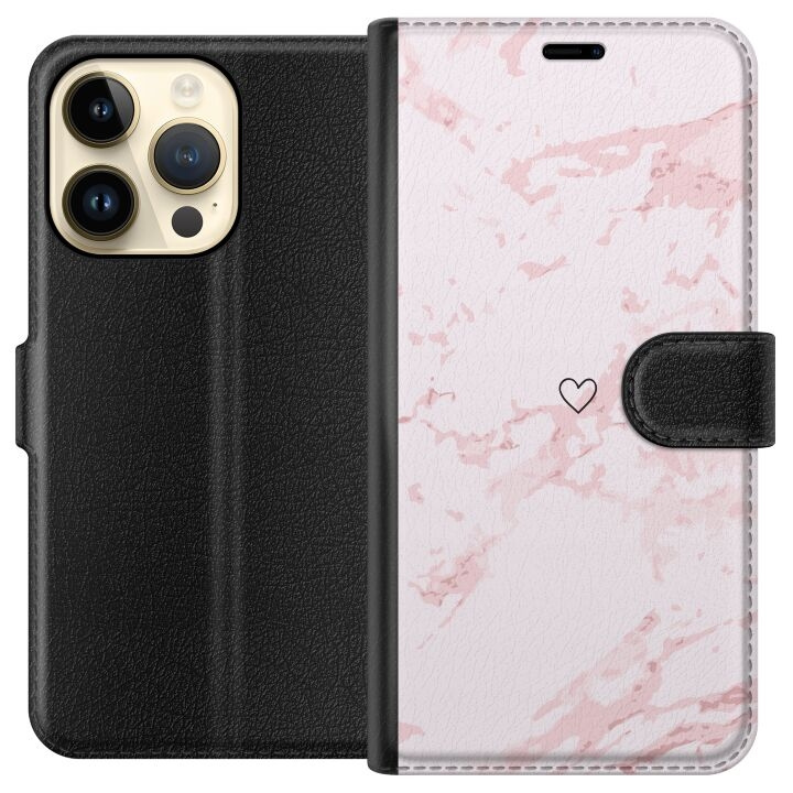 Portemonnee-hoesje voor Apple iPhone 15 Pro met Roze Hart ontwerp in de groep SMARTPHONE & TABLETS / Mobielbescherming / Apple / iPhone 15 bij TP E-commerce Nordic AB (A50887)