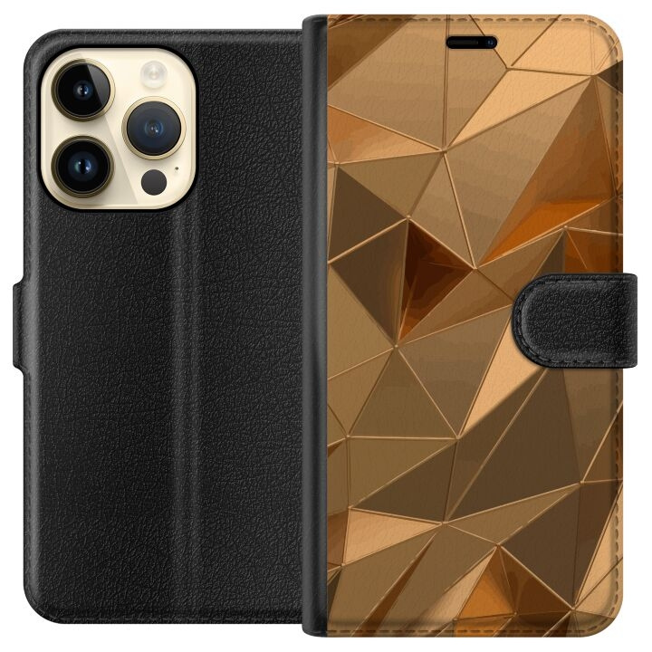 Portemonnee-hoesje voor Apple iPhone 15 Pro met 3D Goud ontwerp in de groep SMARTPHONE & TABLETS / Mobielbescherming / Apple / iPhone 15 bij TP E-commerce Nordic AB (A50888)