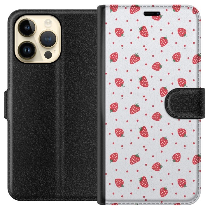 Portemonnee-hoesje voor Apple iPhone 15 Pro Max met Aardbeien ontwerp in de groep SMARTPHONE & TABLETS / Mobielbescherming / Apple / iPhone 15 bij TP E-commerce Nordic AB (A50989)