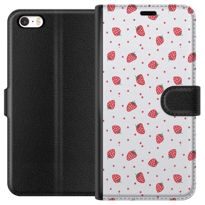 Portemonnee-hoesje voor Apple iPhone 5 met Aardbeien ontwerp in de groep SMARTPHONE & TABLETS / Mobielbescherming / Apple / iPhone 5/5S/SE bij TP E-commerce Nordic AB (A51097)