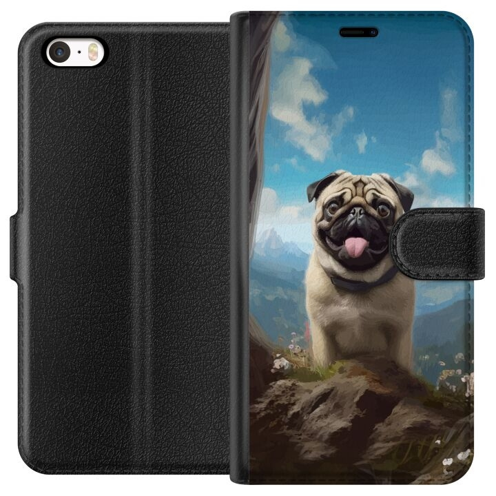 Portemonnee-hoesje voor Apple iPhone 5 met Blije Hond ontwerp in de groep SMARTPHONE & TABLETS / Mobielbescherming / Apple / iPhone 5/5S/SE bij TP E-commerce Nordic AB (A51098)