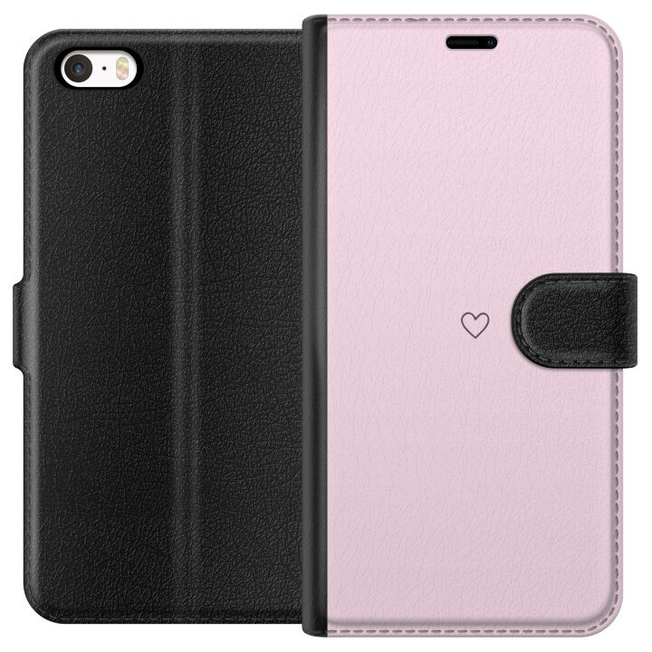 Portemonnee-hoesje voor Apple iPhone 5 met Hart ontwerp in de groep SMARTPHONE & TABLETS / Mobielbescherming / Apple / iPhone 5/5S/SE bij TP E-commerce Nordic AB (A51099)