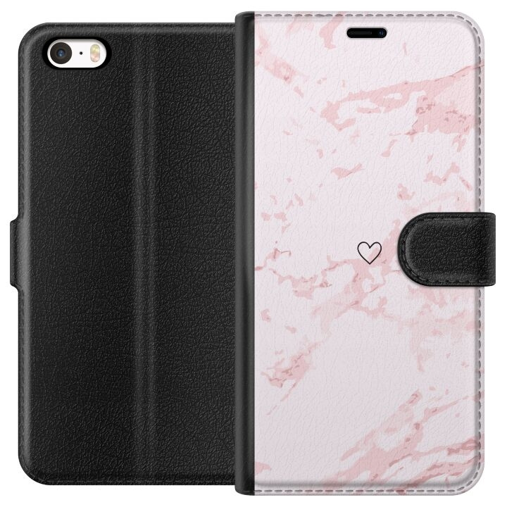 Portemonnee-hoesje voor Apple iPhone 5 met Roze Hart ontwerp in de groep SMARTPHONE & TABLETS / Mobielbescherming / Apple / iPhone 5/5S/SE bij TP E-commerce Nordic AB (A51103)