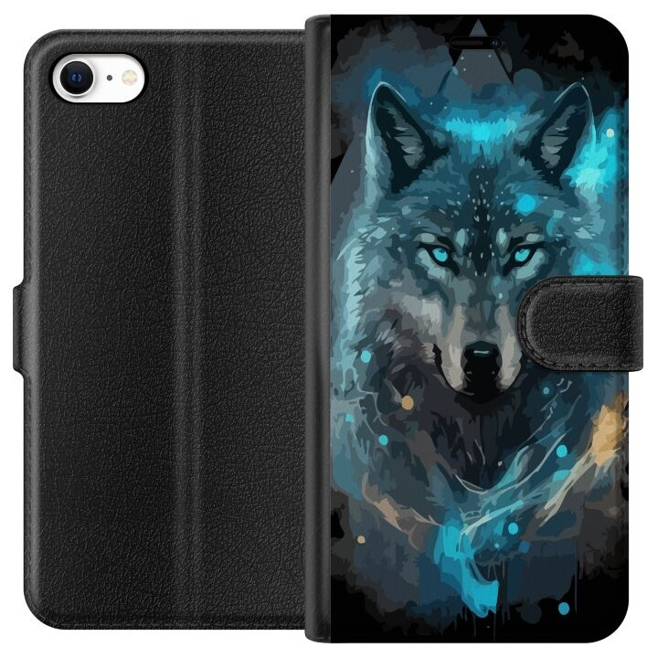 Portemonnee-hoesje voor Apple iPhone 6 met Wolf ontwerp in de groep SMARTPHONE & TABLETS / Mobielbescherming / Apple / iPhone 6/6S bij TP E-commerce Nordic AB (A51220)